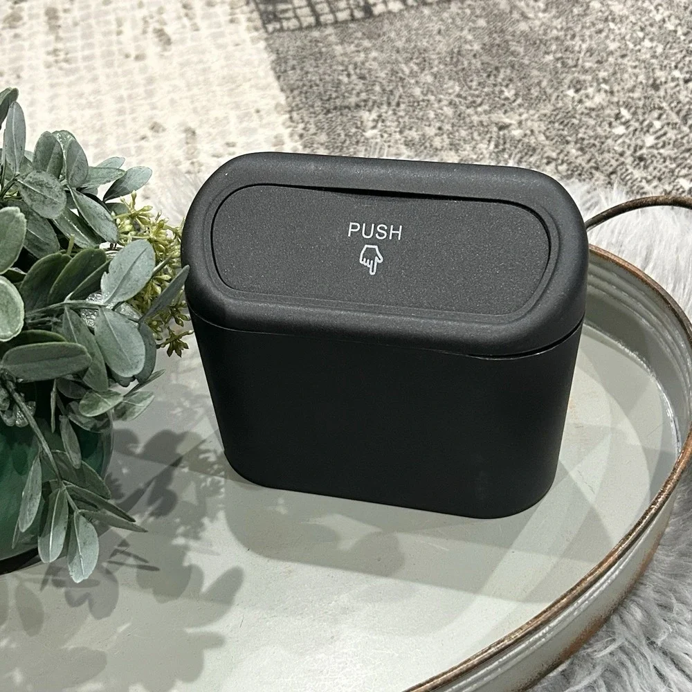Portable Trash Can Garbage Bin With Lid‎ Leak Proof Interior For Car Home Office